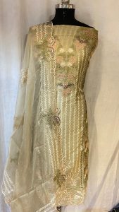 Organza Fabric  light Pista Party Wear Suit