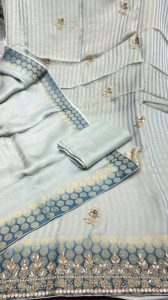 Shimmer Fabric Sky Colour  Party Wear Suit