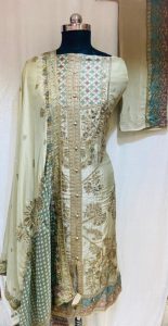 Crape Fabric Pista Colour Party Wear Suit