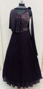 Georgette Fabric Wine Colour Dress Special For Party wear Occasion