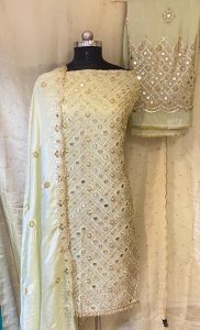 Shimmer Fabric Pista  Colour Party Wear  Suit