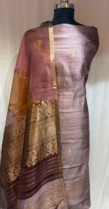 Simple Elegant Look Pure Silk Onion Colour Suit