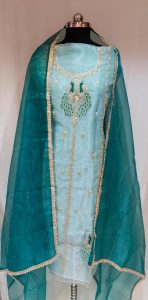 Tissue Organza C Green Colour Party Wear Suit