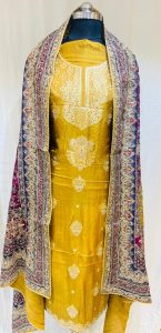 Pure Silk Mustard Colour Attractive Party Wear Suit