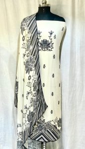 Woolen Fabric Cream Colour Casual Wear Suit