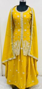 Yellow Colour Georgette Fabric Special for Haldi Function Dress