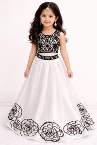 Silk Fabric White Colour Attractive  Lengha with  choli