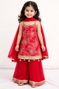 Readymade Tranding Georgette Fabric Red Colour  Party wear Plazzo suit