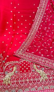 ORGANZA FABRIC HOT PINK COLOUR WITH LOVELY HAND WORK BRIDAL SUIT