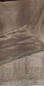 Shimmer Fabric Biscuit colour party wear suit