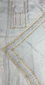 Shimmer Fabric Handwork Grey Lovely Suit
