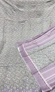 Woolen Fabric Lavender Printed Casual Wear Suit