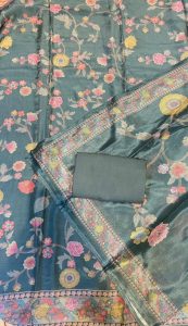 Fabric Masleen soft peacock colour desiner suit