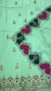 Crape Fabric C Green Handwork Party Wear Suit