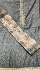 SilkFabric Grey Colour Casual Wear Suit