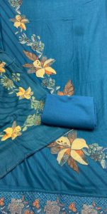 Woolen Fabric  Printed Peacock Colour Casual Wear Suit