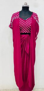 Georgette Fabric wine colour Dhoti Drape Dress