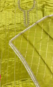 Shimmer Fabric Mehandi Colour  Designer Suit