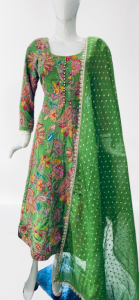 Fabric Chinon Green  Customize Long Frock