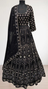 Fabric Georgette Black  Customize Lehenga Choli