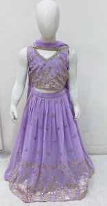 Georgette Fabric Lavender Colour Thread and Sippy Work Readymade Lehenga Choli