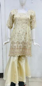 Fabric Shimmer Golden Customize Plazzo Suit