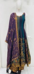 Banarasi  Fabric Multicolour  Readymade Nyra Cut Party Wear Dress