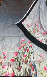 Soft Crape Printed Grey Colour Casual Wear Suit