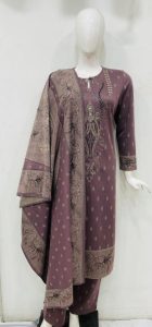 Fabric Woollen Onion pink Readymade Suit