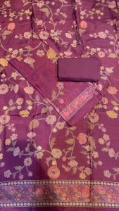 Fabric Soft Masleen Wine Colour With lovely printed work