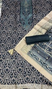 Crape Fabric Printed Black Casual Wear Suit