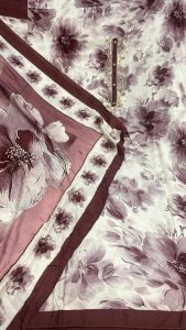 Soft Woolen Fabric Printed Wine Colour Casual Wear Suit