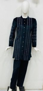 Velvet coord set black colour