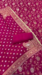 Banarasi Fabric  Hot Pink  Attractive  Casual wear Suit