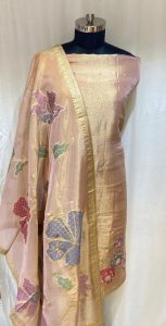 Shimmer Banarasi Golden Colour Designer Party Wear Suit