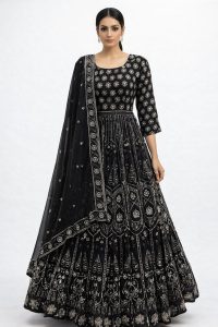 Fabric Georgette Black  Customize Lehenga Choli
