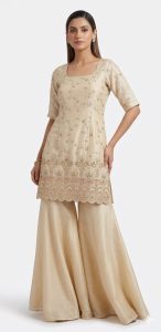 Fabric Shimmer Golden Customize Plazzo Suit