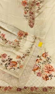 Fabric Masleen Soft Cream colour Printed suit