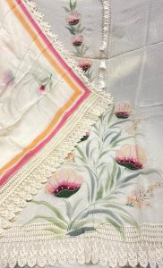 Organza Fabric Cream colour with highlight work party wear suit