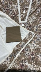 Cotton Fabric Mouse colour with printed work