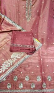 Shimmer Fabric pink colour party wear suit