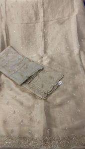 Shimmer Organza fabric Golden colour deziner suit with lovely sequence work