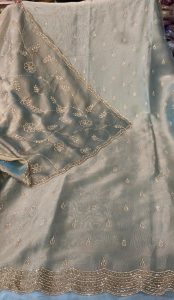 Fabric Tissue Shimmer Sky Colour with lovely Sequence work party wear suit