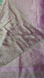 Fabric tissue shimmer Onion colour with lovely Sequence work party wear suit