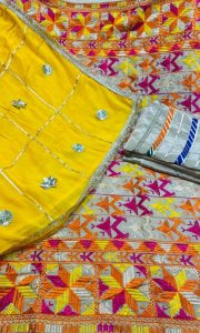 Phulkari Work Golden Colour  Thread Work Party Wear Suit