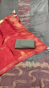 Silk Fabric Grey Colour Highlighted Work Casual Wear Suit