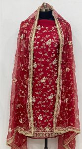 Silk Fabric Mehroon Colour Handwork  Bridal Suit