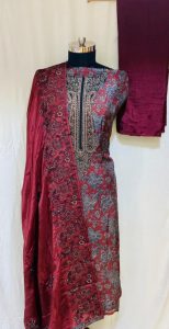 Silk Fabric Copper Colour Printed Casual Wear Suit