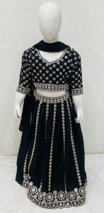 Chinon Fabric Black Colour Sippy Work Readymade Lehenga Choli