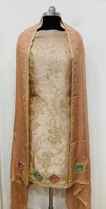 Shimmer Fabric Peach colour party wear suit